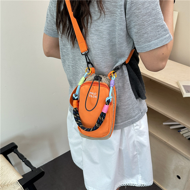 Korean-Style Contrasting Color Webbing Small Crossbody Bag, Multi-Color High-Value Mini Backpack, Simple Casual Women's Crossbody Bag
