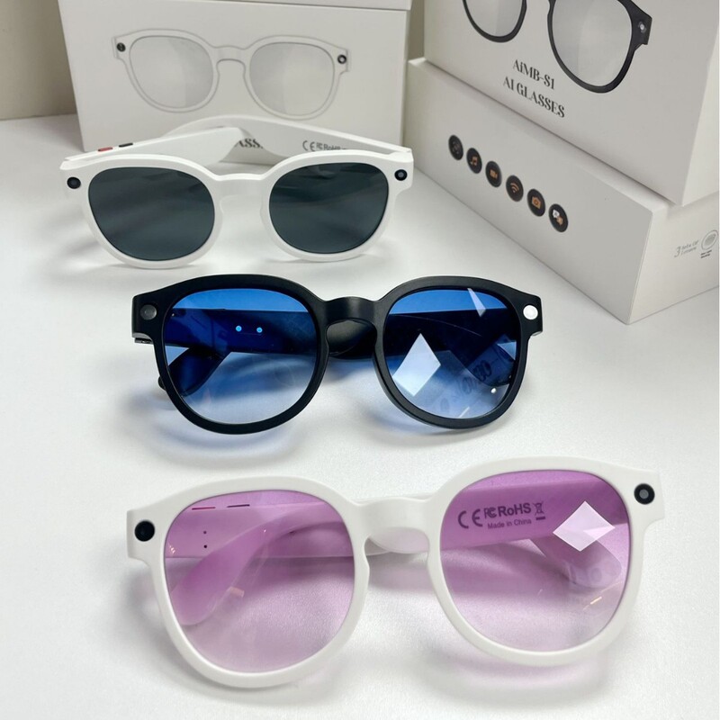 New Smart Glasses Aimb-S1 Photo and Video 1080P + Anti-Shake 2 Million Pixels Ai Picture Recognition Dialogue Translation