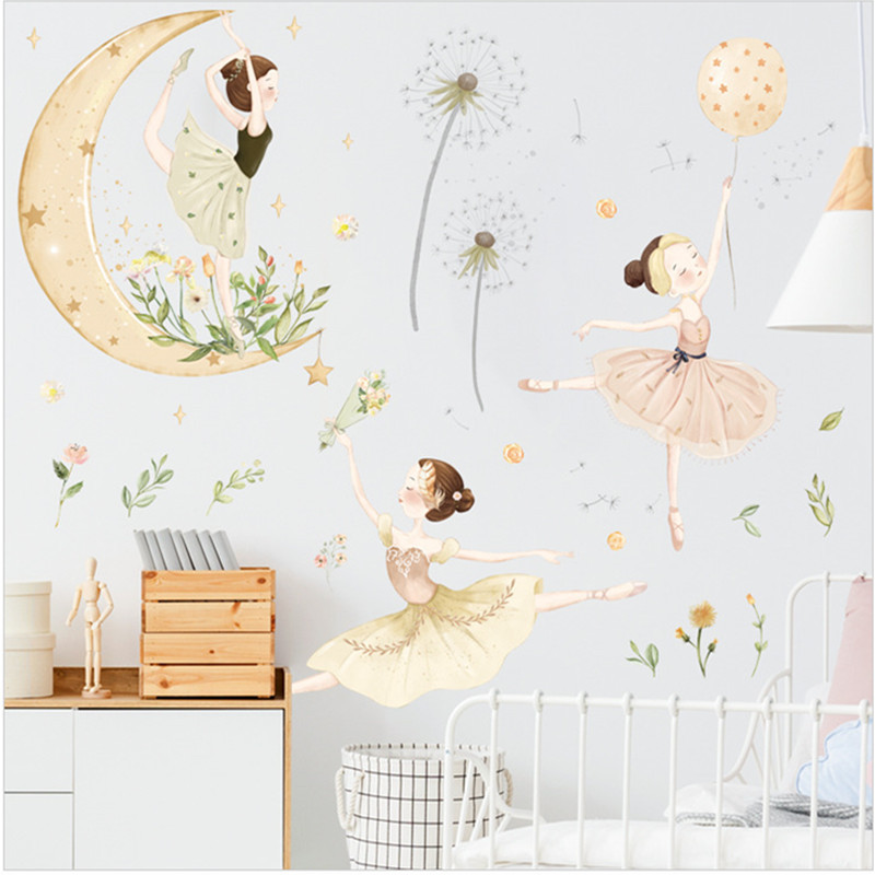 Watercolor ballet dancer wall stickers living room bedroom decoration self-adhesive stickers AY10285 dancing Angel