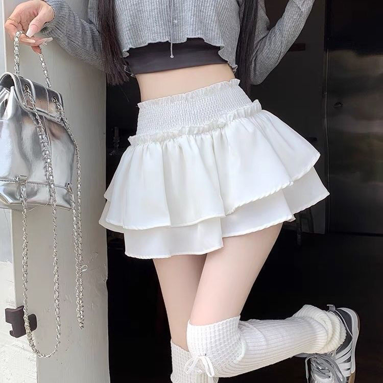 芭蕾风半身裙女春秋2025新款高腰显瘦设计感辣妹白色蛋糕蓬蓬短裙|undefined