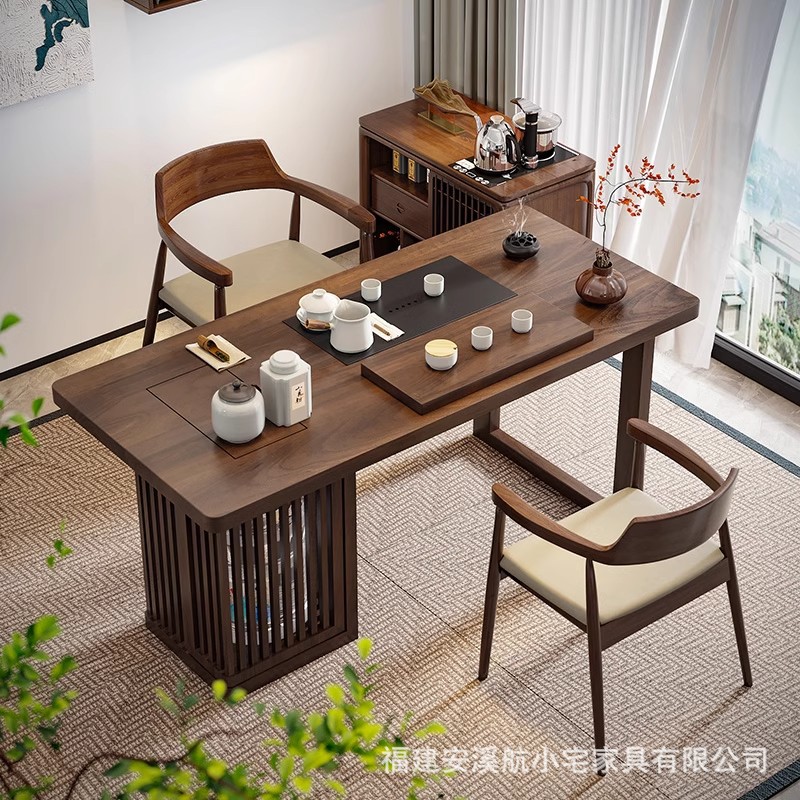 新中式实木茶桌功夫泡茶桌茶台简约家用办公室会客接待桌办公桌子