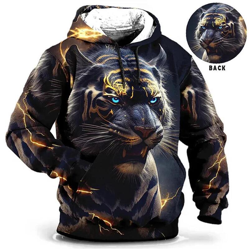 Tiger series 3D printing men's casual hooded sweater cross-border new men's hoodie foreign trade supply
