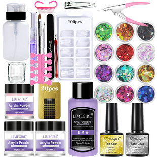 Cross-Border Manicure Set Crystal Powder Liquid Set Nail Set Tools Nail Brush Nail Extension Nail Accessories