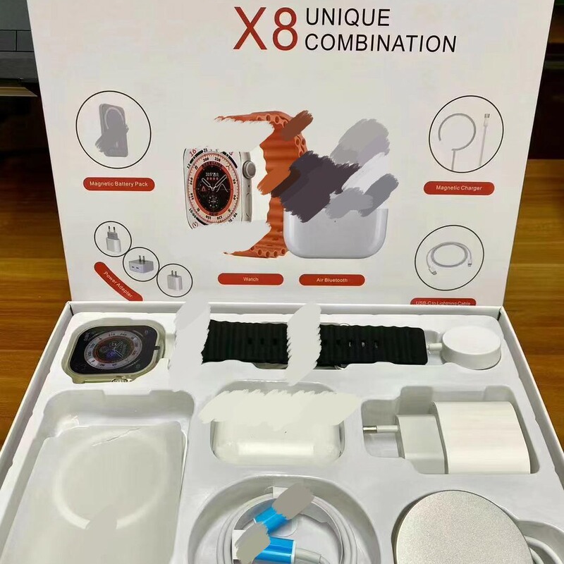 X8 Set Smart Watch Heart Rate Blood Pressure Pedometer Call Health Bluetooth Reminder Sports Earphones Power Bank S8