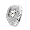 Classic square quartz fashionable men's watch, diamond encrusted