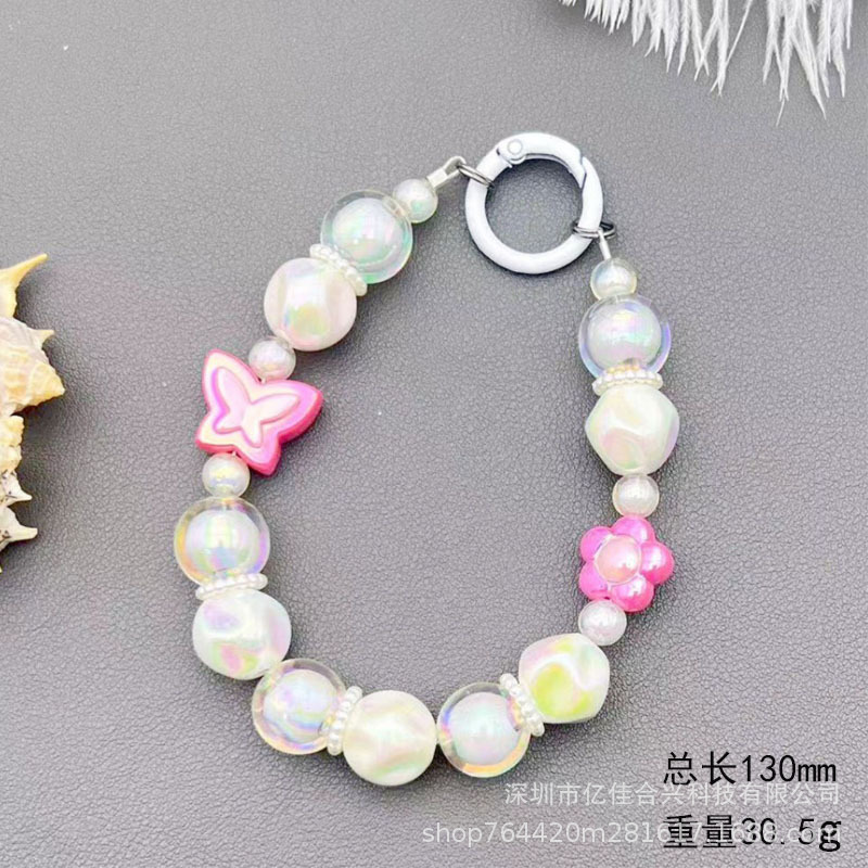 Nuevo acrílico de color dopamina cuentas mariposa flor móvil cadenas colgante cadena de transmisión en vivo colgante llavero colgante