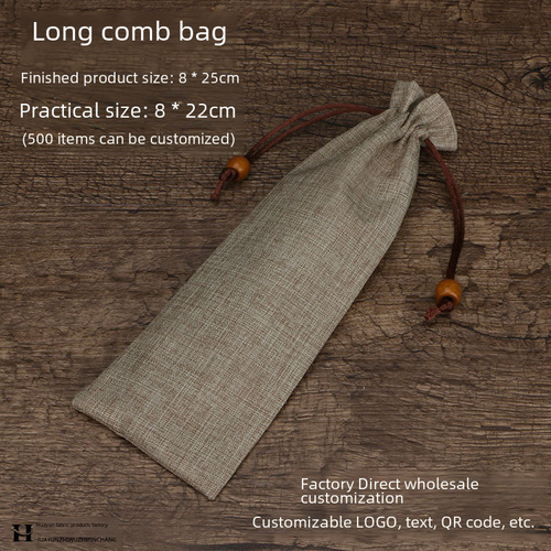 Hemp cloth comb bag, tableware bag, horn comb, verditer wood comb, storage packaging, gift bag, small cloth bag customization