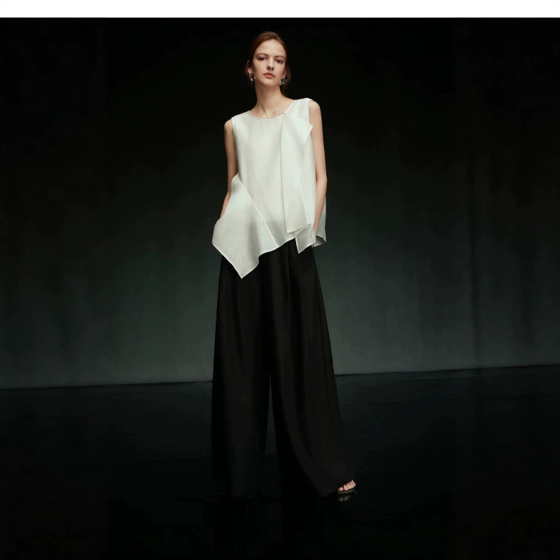【】Elle Acetate Sleeveless Top for Women 2026 Summer New Style Tencel Chiffon White Shirt Chiffon Top for Women Summer 【】Elle Acetate Sleeveless Top for Women 2026 Summer New Style Tencel Chiffon White Shirt Chiffon Top for Women Summer