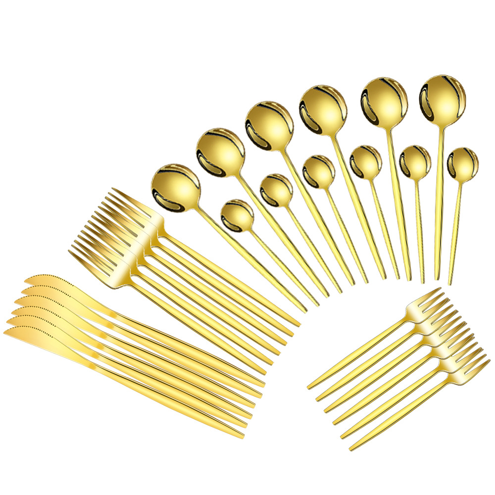 Nuevo juego de vajilla de acero inoxidable de Amazon transfronterizo de 24 piezas, juego de caja de regalo de vajilla occidental con cuchillo, tenedor y cuchara portugués