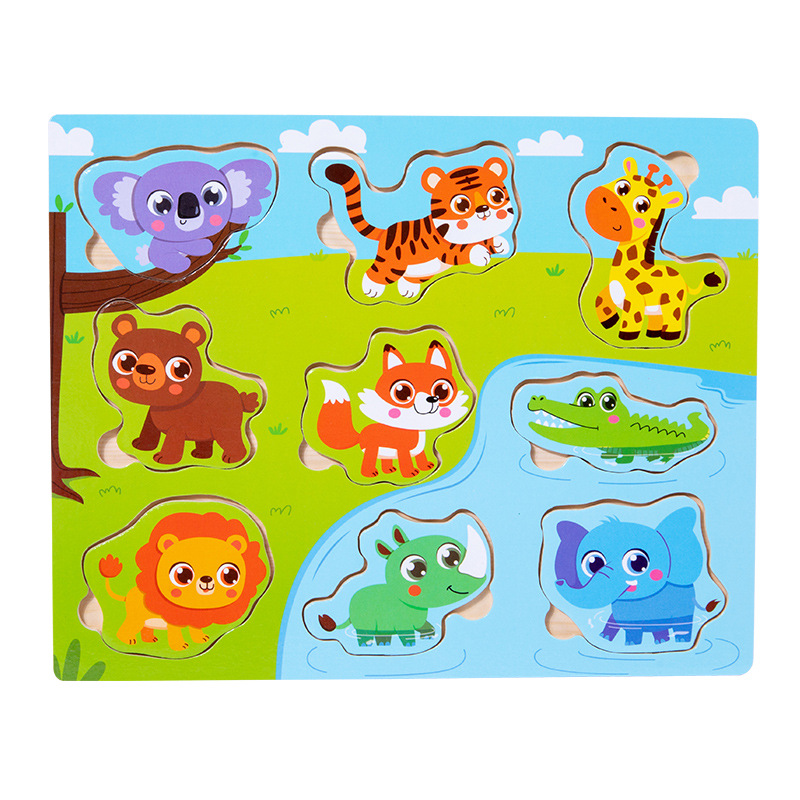 Juguetes educativos para niños 4-6 madera educación temprana tráfico fruta digital cognición animal plano mano agarre rompecabezas