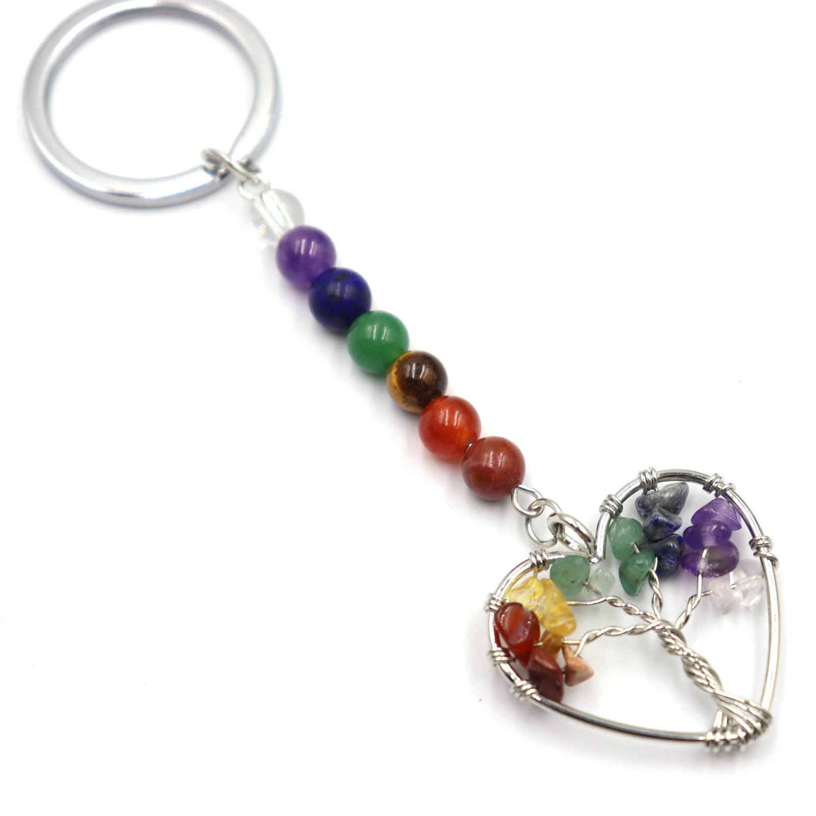 Unisex Gender Simple Style Life Tree Natural Stone Unisex Bag Pendant Keychain