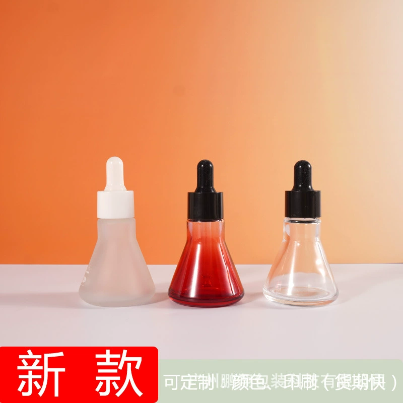 Спот 30ml коническая бутылка эссенция капля бутылка прозрачное стекло сырое косметическое наполнение пустая бутылка портативный