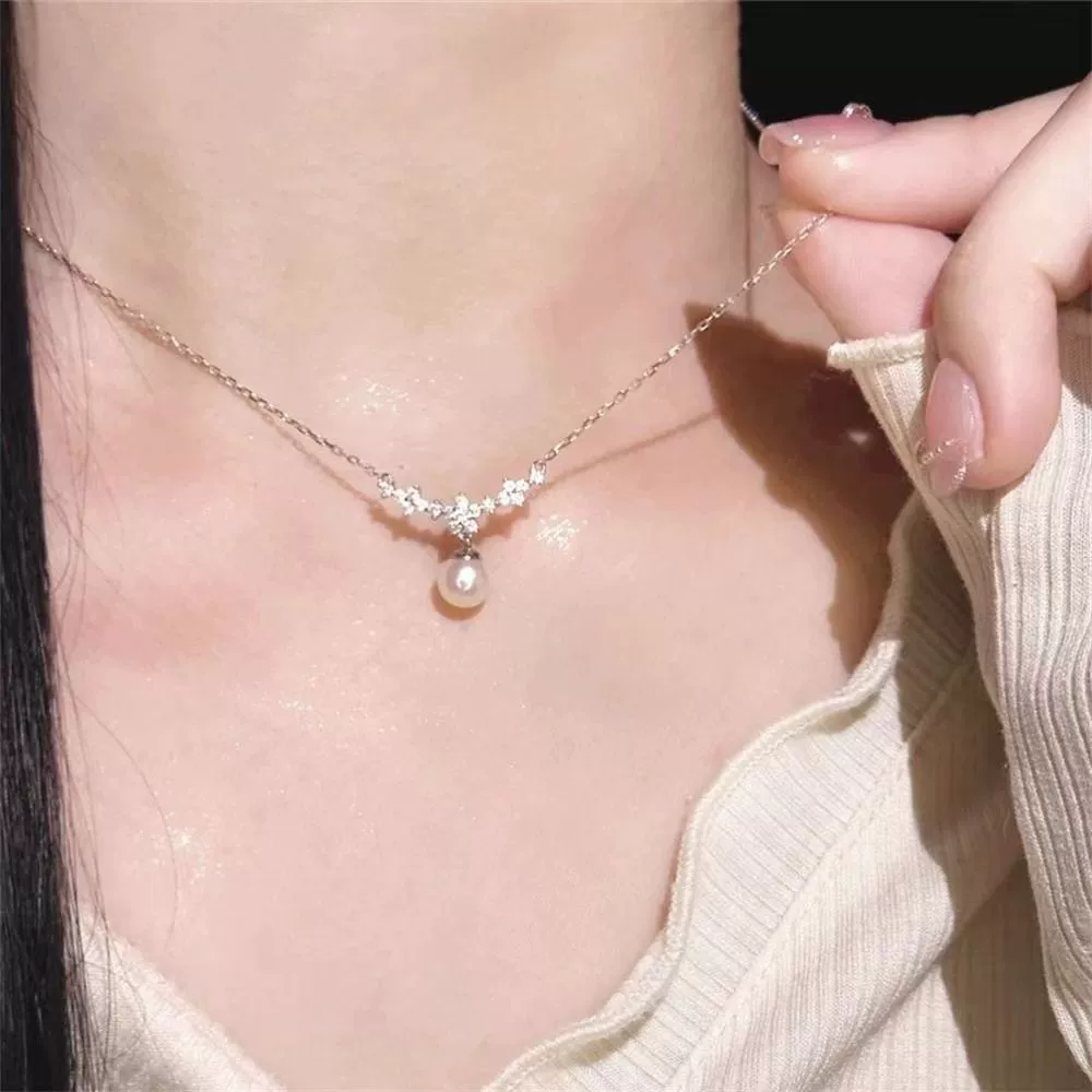 Серебряное универсальное ожерелье из жемчуга, аксессуар, подвеска, стиль высокого качества