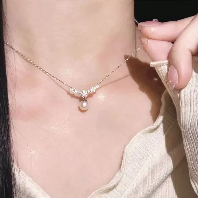 Серебряное универсальное ожерелье из жемчуга, аксессуар, подвеска, стиль высокого качества