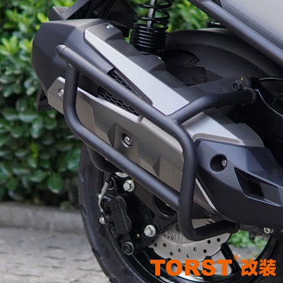 Motorcycle bumper modified front and rear bumper - black-exhaust-bar