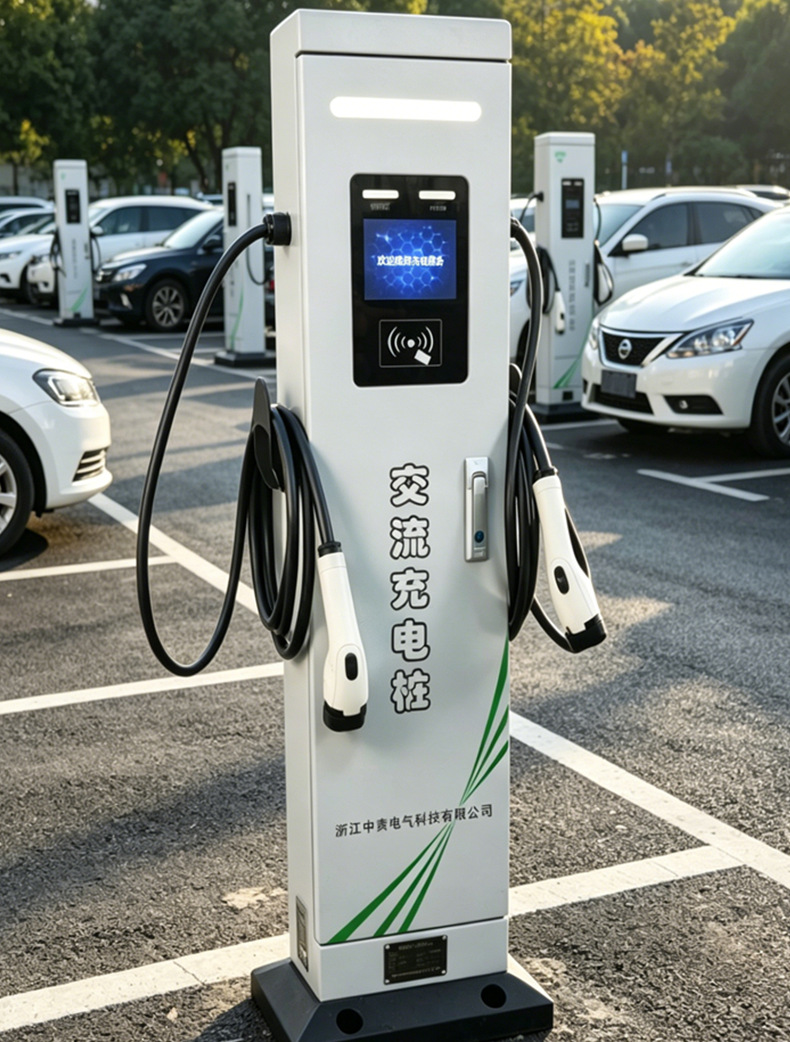 New Energy Electric Vehicle Charging Station Cabinet-Type Dual-Gun 14Kw Ac Home/Commercial Dual-Use Smart Qr Code Charging Station
