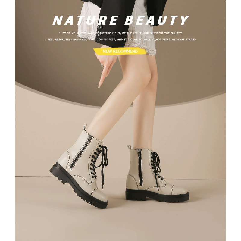 В наличии: женские зимние ботинки-мартинсы из мягкой белой кожи на танкетке, размеры 31-40, новинка 2024 года, утепленные флисом.