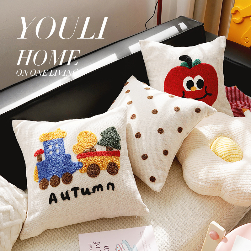 Hermoso sofá de sala de estar de dopamina almohada cojín cabecera de cama ventana flotante chica almohada cintura respaldo almohada cubierta sin núcleo