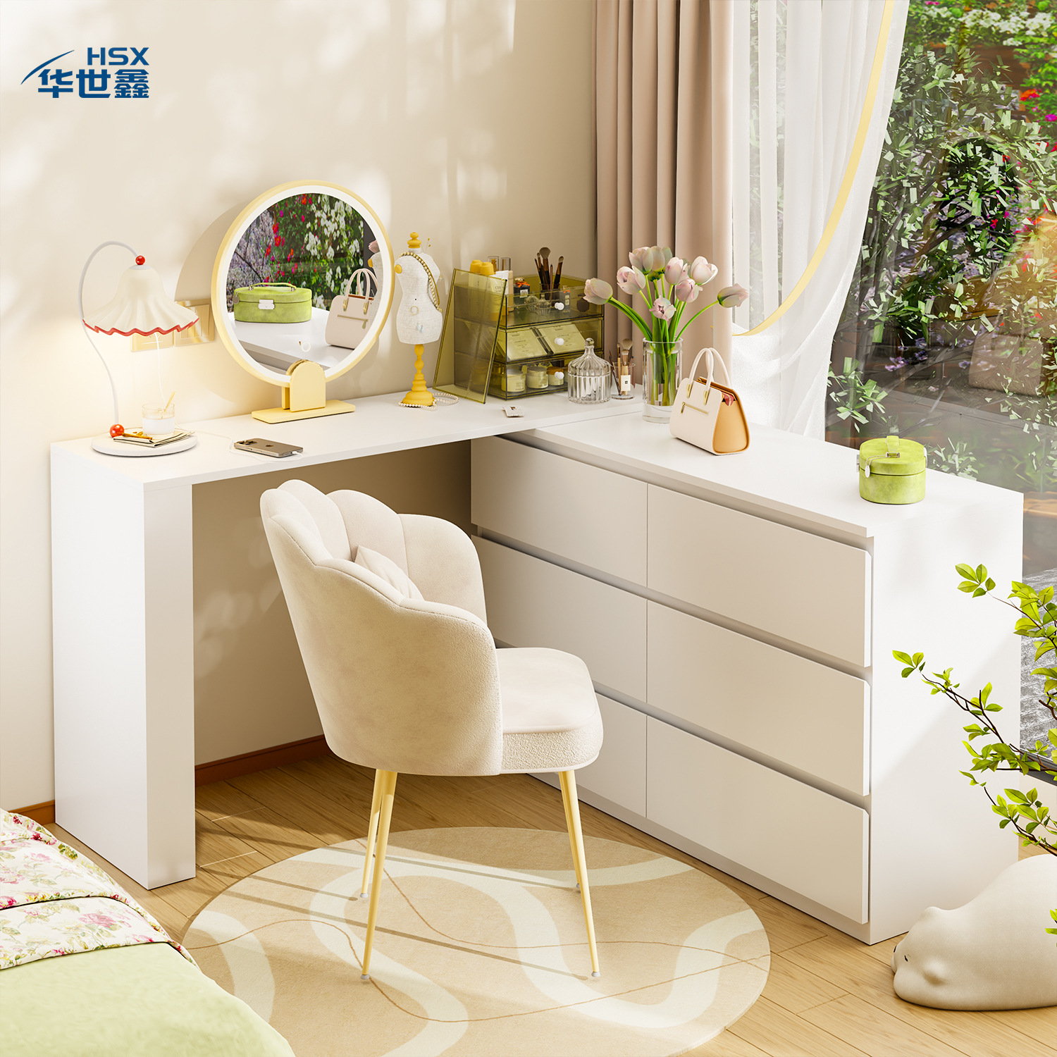 Steel Cupboard Cream Style Dresser Integrated Bedroom Wall Bedside Dresser Storage Cabinet Corner Telescopic Bookshelf