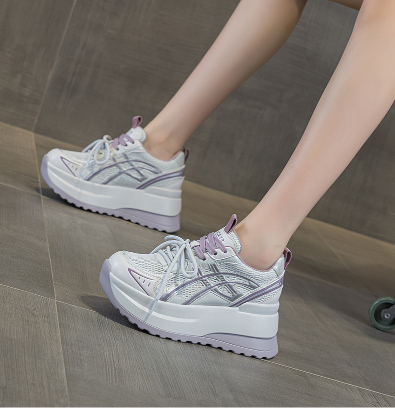 Giày sneaker nữ đế dày phong cách cổ điển, tăng chiều cao, thoải mái — Vàng 5053, Xám 5053, Tím 5053 chi tiết 26