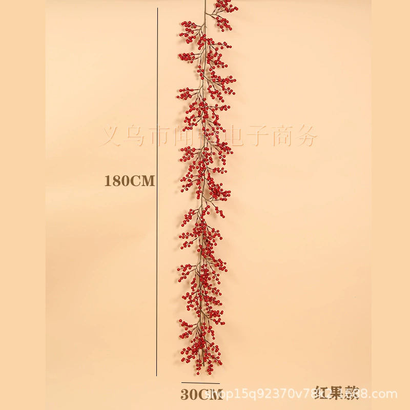 Праздничная ротанговая гирлянда 1,8 м, имитация pine из PE, короткая/длинная, варианты с инеем или ягодами
