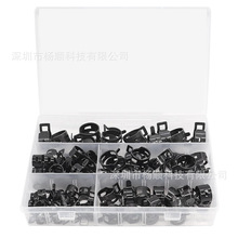 跨境105pcs盒装黑色65锰钢日式卡箍软管夹弹性抱箍6-14mm组合套装