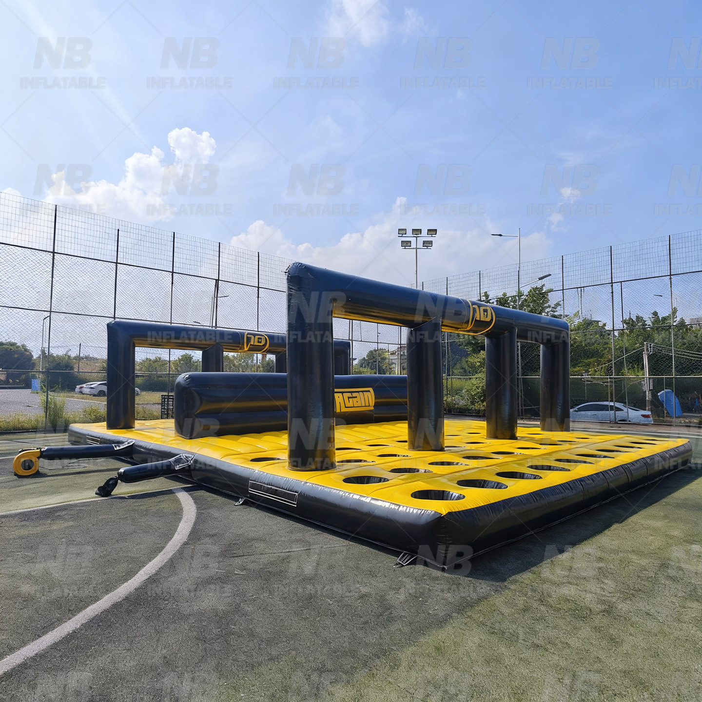 Gran parque infláble al aire libre deslizante de escalada de roca pista de obstáculos infláble para niños entrenamiento infláble castillo