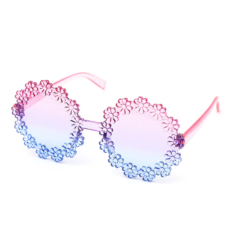 Niños de color gradiente gafas de sol lindas flores gafas de sol para niños, gafas de sol de moda para bebés Daisy en stock