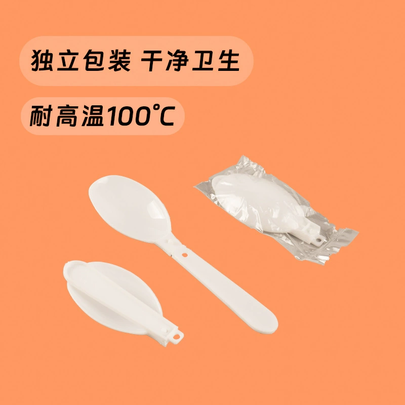 White disposable plastic spoon, handheld tableware, increased thickness