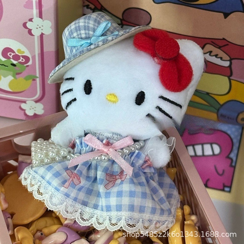 黑色草帽kitty帽宝宝挂件爱心扣公仔玩偶可爱赫本风挂饰钥匙扣|undefined
