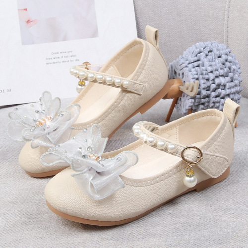 Girls princess fairy jazz dance shoes bowknot tutu skirts singer host choir soft bottom comfortable leather shoes  4 to 7 l girl perform shoes