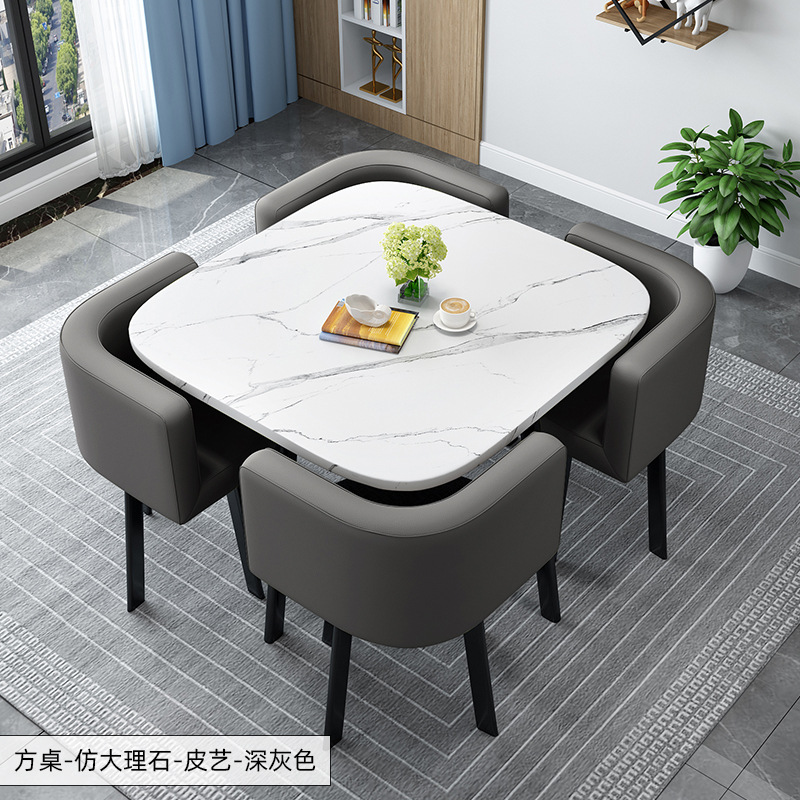 Simple Recepción y negociación pequeña mesa redonda mesa de recepción negociación reunión mesa de invitados y silla traje Oficina área de descanso mesa y silla combinación