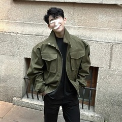 军绿色美式轻骑兵外套男款立领cleanfit飞行员正肩短款工装服夹克