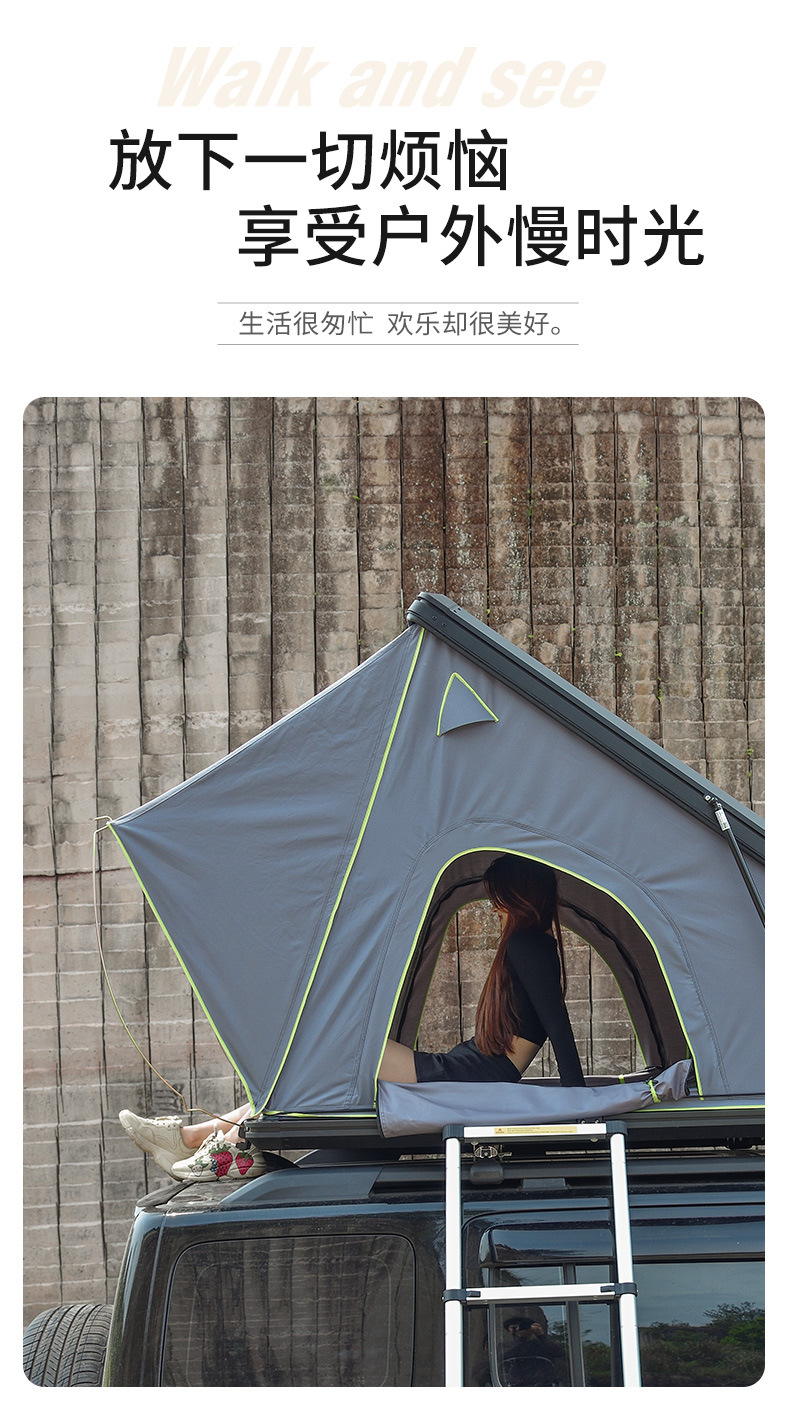 Triangular Roof Tent for Outdoor Camping, Suv, Tank, Off-Road Self-Driving Tours, Car Camping, and Stowable Vehicle-Mounted Tent