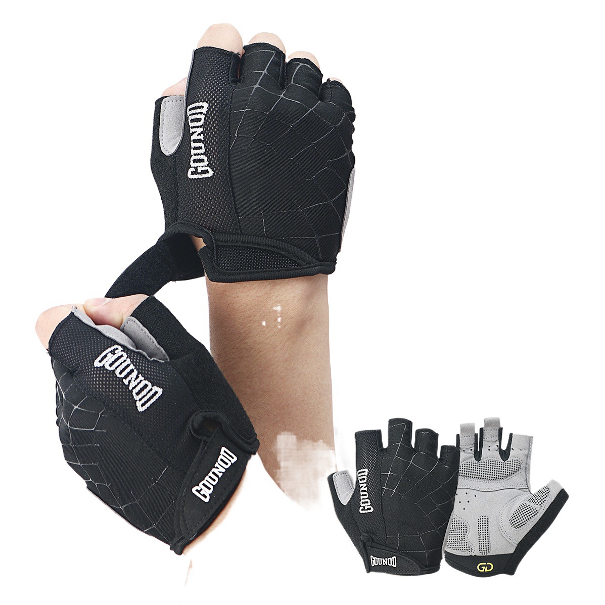 GOUNOD new cobweb gloves thickened palm non-slip wear-resistant palm towel cloth to wipe sweat design fitness gloves