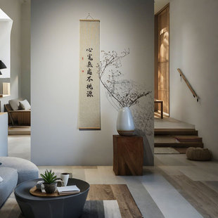 ✅ Chinese Zen Scroll Linen Decorative Calligraphy and Painting Book Inspirational Calligraphy Background Entrance Study Office Tea Room Hanging