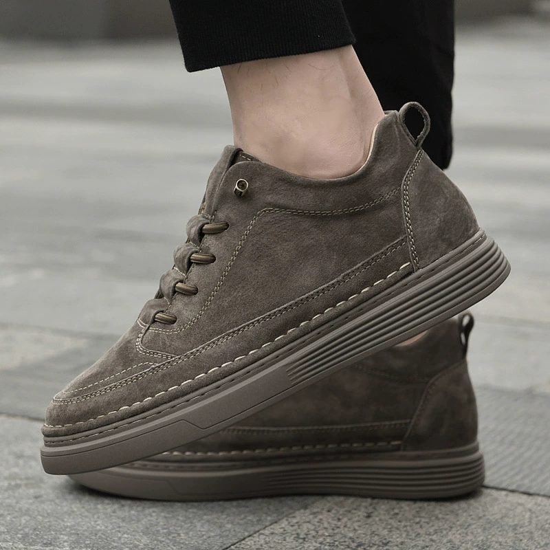 Зимние кроссовки на плоской подошве, модная теплая Повседневная обувь из натуральной кожи, большие размеры, новые кожаные туфли для увеличения внутреннего роста