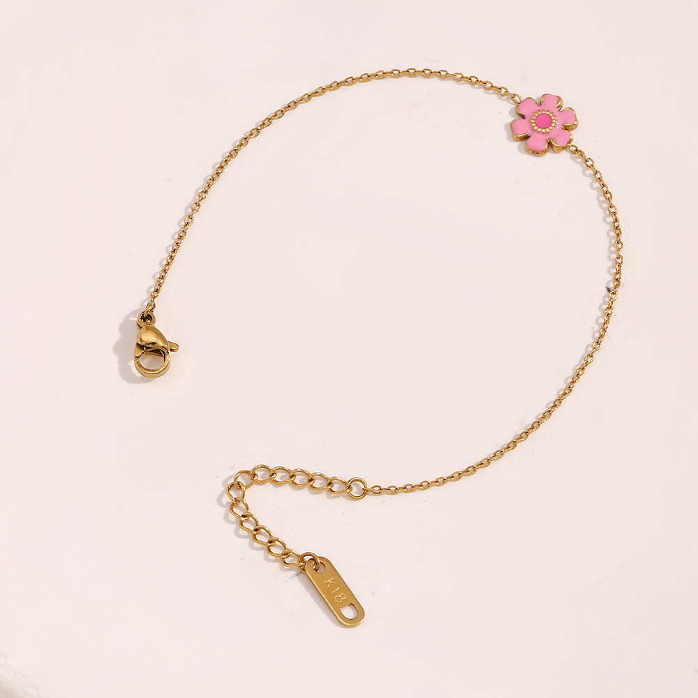 Flower Dripping Oil Stainless Steel Bracelet