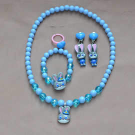 跨境热销儿童项链兔子警官公主配饰女童首饰套装项链手链饰品厂家