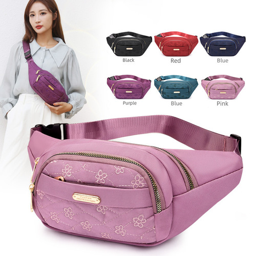 Cross-border foreign trade new genuine silk leisure composite Oxford cloth cross-body chest bag waist bag leisure fashion sports mobile phone bag