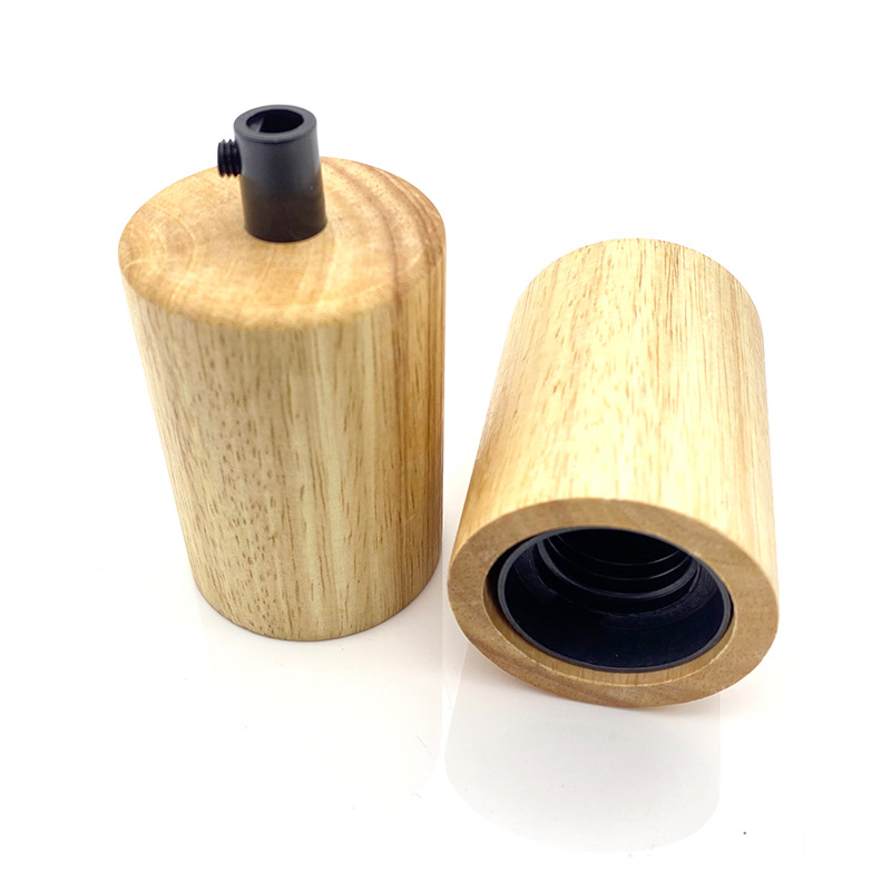 E27 screw-in solid wood lamp holder and base for coffee shops, bedroom, and dining rooms; creative wooden lamp base.