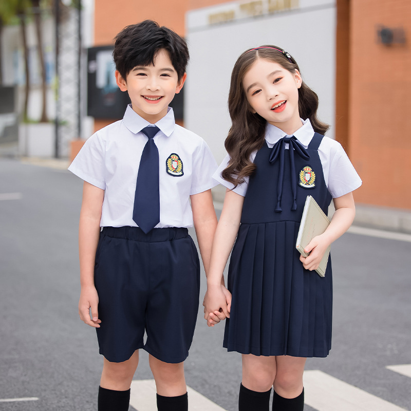 Preschool children's summer uniform, children's college British style short sleeve class uniform, primary school uniform, June 1st choir performance uniform