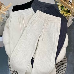 百合はやせている秋冬の新型のベルベットの衛のズボンの女性の保温の高い腰の広い足のズボンのゆったりしているカジュアルなズボンの女性が地面を引きずる