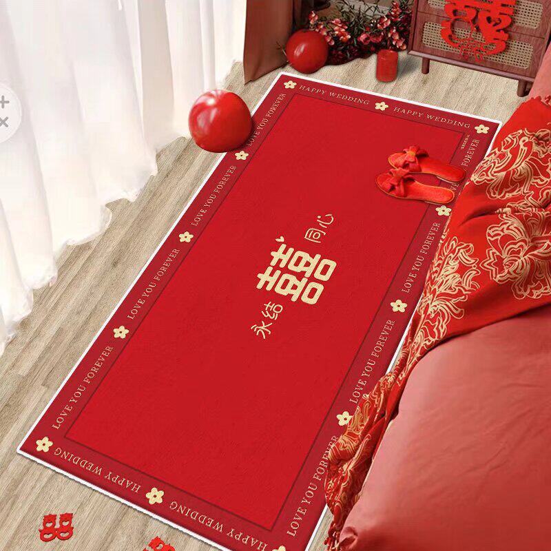 Festive Crystal Velvet Bedside Rug, Stain-Resistant Cooling Blanket for Bedroom, Washable, Wear-Resistant, Non-Slip, Living Room Sofa Coffee Table Rug