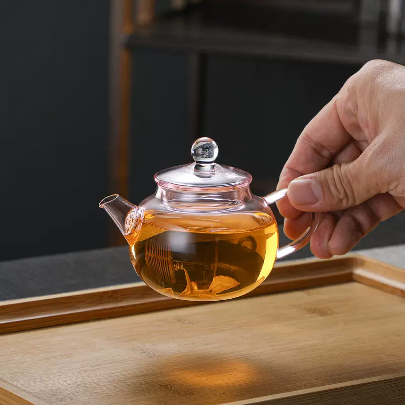 高端耐热玻璃功夫茶具家用迷你执壶手工防掉盖围炉煮茶壶过滤茶壶