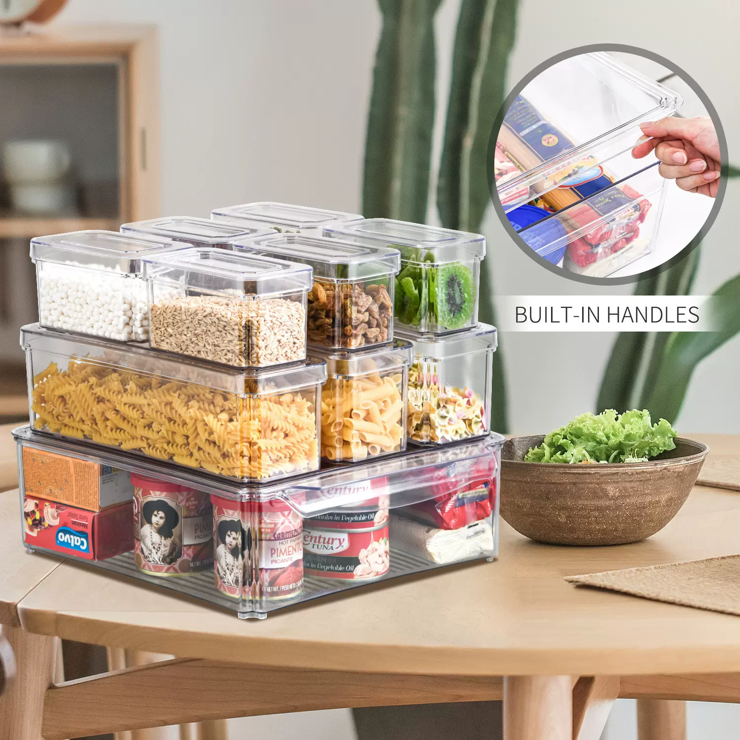 厨房冰箱食品PET十件套可叠装透明塑料水果保鲜盒冷冻收纳盒跨境