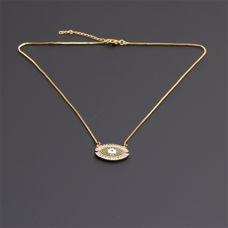 Copper Zircon Demon Eye Fashion Necklace Wholesale Jewelry Nihaojewelry display picture 3