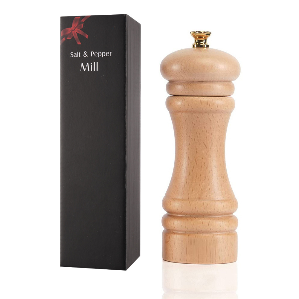 Molinillo de pimienta negra molinillo de acero inoxidable núcleo de molienda manual de madera sal de mar molinillo de pimienta herramientas de comida occidental