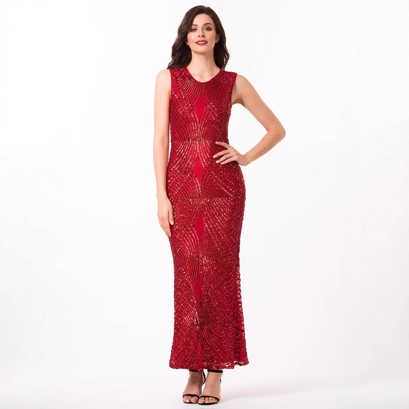 Special Offer Multi-Color Mesh Embroidered Sequin Celebrity Evening Dress Performance Dress Long Dress Toast Dress Elegant Women's Clothing