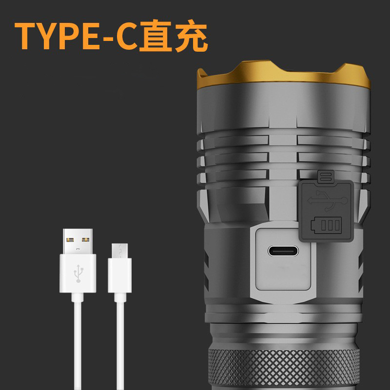 Lintera de luz intensa transfronteriza al aire libre larga duración superbrillante pequeña pistola de acero al aire libre a prueba de agua de tiro remoto zoom antorcha de mano